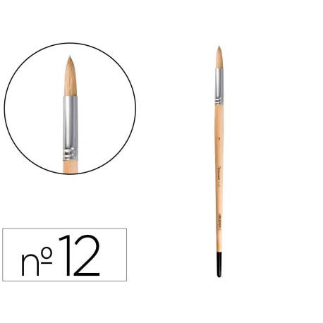 PINCEL PARA PINTURA AL OLEO Y ACRILICA MARCA LIDERPAPEL N 12 PUNTA REDONDA DE PELO DE CERDA CERTIFICADO FSC