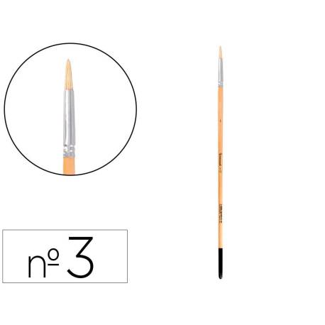 PINCEL PARA PINTURA AL OLEO Y ACRILICA MARCA LIDERPAPEL N 3 PUNTA REDONDA DE PELO DE CERDA CERTIFICADO FSC