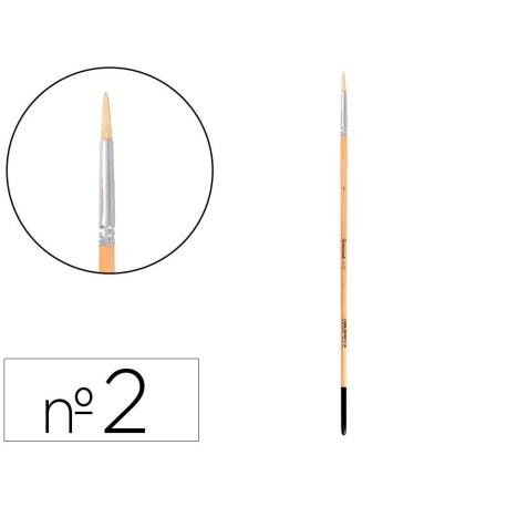 PINCEL PARA PINTURA AL OLEO Y ACRILICA MARCA LIDERPAPEL N 2 PUNTA REDONDA DE PELO DE CERDA CERTIFICADO FSC