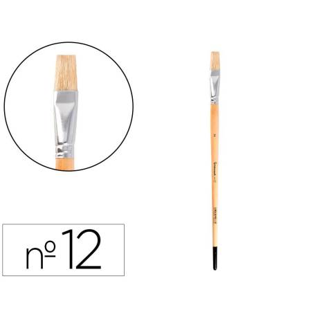 PINCEL PARA PINTURA AL OLEO Y ACRILICA MARCA LIDERPAPEL N 12 PUNTA PLANA DE PELO DE CERDA CERTIFICADO FSC