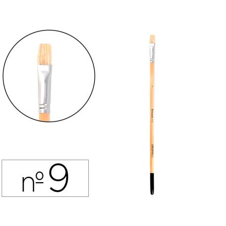 PINCEL PARA PINTURA AL OLEO Y ACRILICA MARCA LIDERPAPEL N 9 PUNTA PLANA DE PELO DE CERDA CERTIFICADO FSC