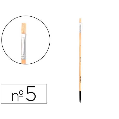 PINCEL PARA PINTURA AL OLEO Y ACRILICA MARCA LIDERPAPEL N 5 PUNTA PLANA DE PELO DE CERDA CERTIFICADO FSC