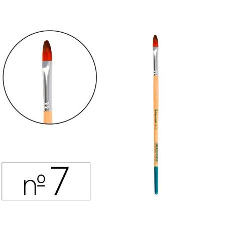 PINCEL PARA PINTURA ACRILICA Y ACUARELA MARCA LIDERPAPEL N 7 PUNTA FILBERT / LENGUA GATO DE PELO SINTETICO CERTIFICADO