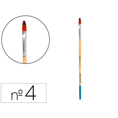 PINCEL PARA PINTURA ACRILICA Y ACUARELA MARCA LIDERPAPEL N 4 PUNTA FILBERT / LENGUA GATO DE PELO SINTETICO CERTIFICADO