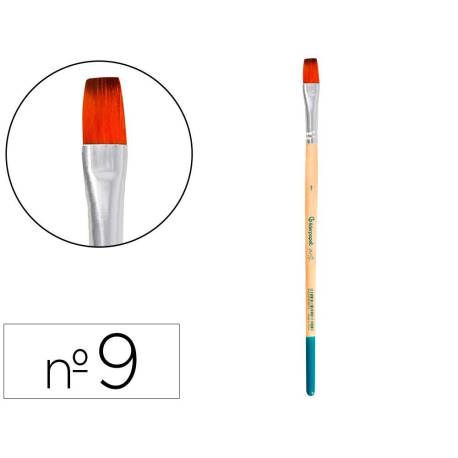 PINCEL PARA PINTURA ACRILICA Y ACUARELA MARCA LIDERPAPEL N 9 PUNTA PLANA DE PELO SINTETICO CERTIFICADO FSC