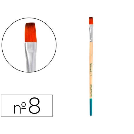 PINCEL PARA PINTURA ACRILICA Y ACUARELA MARCA LIDERPAPEL N 8 PUNTA PLANA DE PELO SINTETICO CERTIFICADO FSC