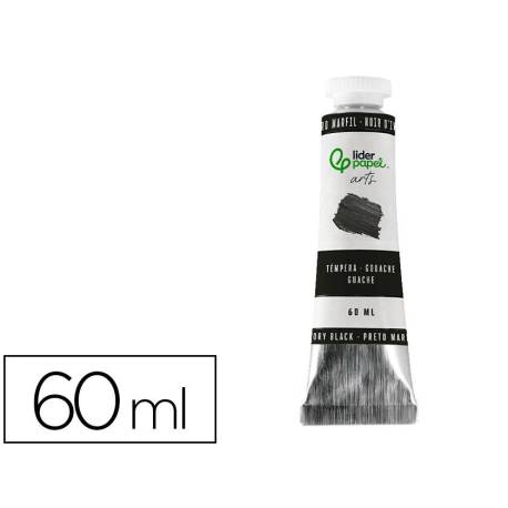 PINTURA GOUACHE/TEMPERA MARCA LIDERPAPEL TUBO DE ALUMINIO DE 60 ML COLOR NEGRO MARFIL