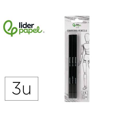 LAPICES DE CARBONCILLO PARA ESBOZOS MARCA LIDERPAPEL CAJA DE 3 UNIDADES CON DIFERENTES DUREZAS CERTIFICADO FSC