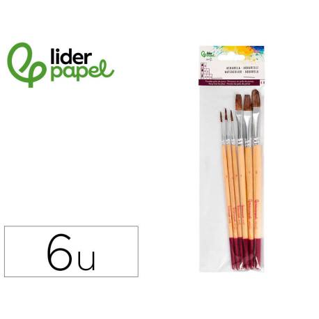 PINCELES DE PELO DE PONY MARCA LIDERPAPEL PUNTAS SURTIDAS BOLSA DE 6 UNIDADES CERTIFICADO FSC