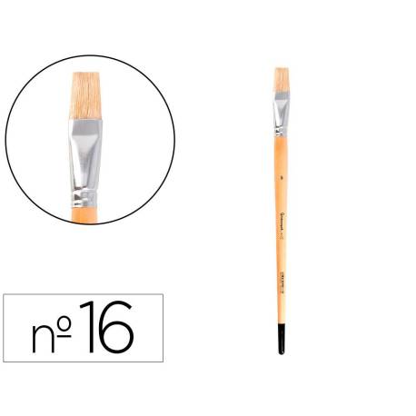 PINCEL PARA PINTURA AL OLEO Y ACRILICA MARCA LIDERPAPEL N 16 PUNTA PLANA DE PELO DE CERDA CERTIFICADO FSC