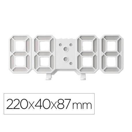 RELOJ MARCA Q-CONNECT DE PARED DIGITAL CON TEMPERATURA 3 ALARMAS CONTROL DE SONIDO 220X40X87 MM