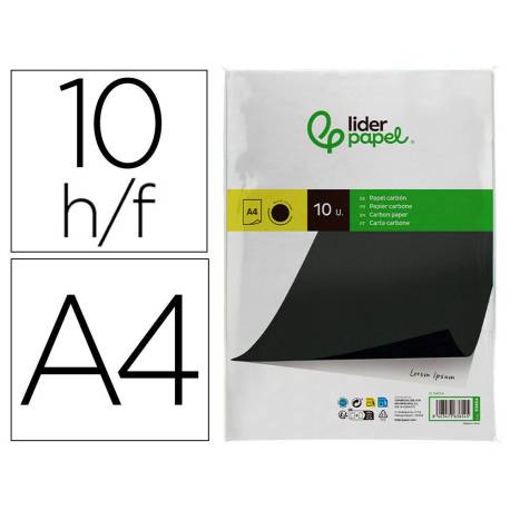 Papel Carbon Negro Din A4 Film Bolsa de 10 unidades Liderpapel