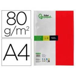 Papel color Liderpapel rojo A4 80g/m2 y 100 Hojas