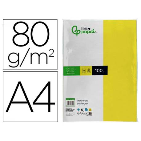 Papel color Liderpapel limon A4 80g/m2 100 hojas
