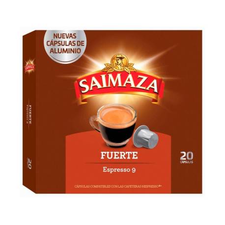 CAFE MARCA SAIMAZA FUERTE ESPRESSO INTENSIDAD 9 CAJA DE 20 CAPSULAS COMPATIBLE NESPRESSO