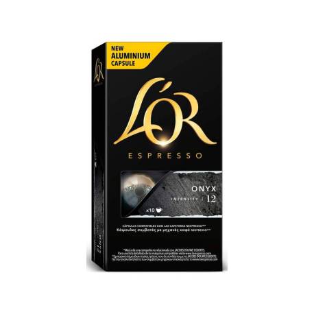 CAFE MARCA L OR ESPRESSO ONYX IINTENSIDAD 12 CAJA DE 10 CAPSULAS COMPATIBLE NESPRESSO