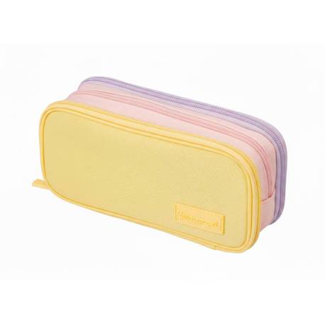 ESTUCHE PORTATODO LIDERPAPEL FUNKY 3 CREMALLERAS CON APERTURAS LATERALES COLOR AMARILLO ROSA LILA 220X100X65 MM
