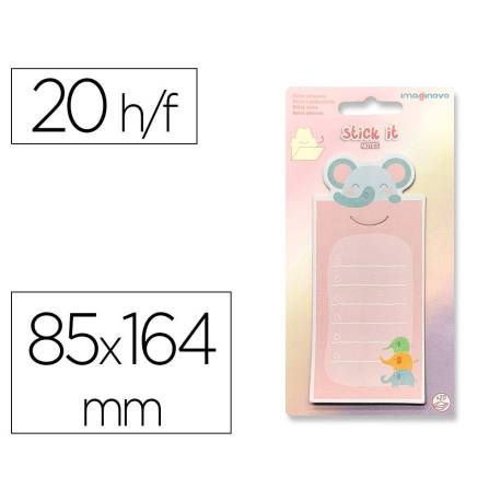 BLOC NOTAS ADHESIVAS MARCA IMAGINOVO LETTER CON MENSAJE TRASERO ELEFANTE 20 HOJAS 85X164 MM