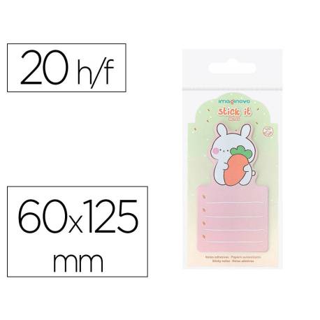 BLOC NOTAS ADHESIVAS MARCA IMAGINOVO BUNNY CON SOPORTE 20 HOJAS NARANJA 60X125 MM