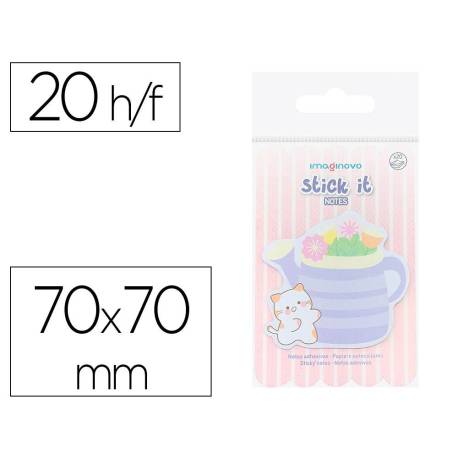BLOC NOTAS ADHESIVAS MARCA IMAGINOVO MEOW 20 HOJAS FLORERO 70X70 MM