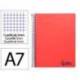 CUADERNO ESPIRAL LIDERPAPEL A7 MICRO WONDER TAPA PLASTICO 100H 90 GR CUADRO 5MM 4 BANDAS COLOR ROJO