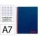 CUADERNO ESPIRAL LIDERPAPEL A7 MICRO WONDER TAPA PLASTICO 100H 90 GR CUADRO 5MM 4 BANDAS AZUL MARINO
