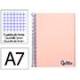CUADERNO ESPIRAL LIDERPAPEL A7 MICRO WONDER TAPA PLASTICO 100H 90 GR CUADRO 5MM 4 BANDAS ROSA
