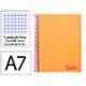 CUADERNO ESPIRAL LIDERPAPEL A7 MICRO WONDER TAPA PLASTICO 100H 90 GR CUADRO 5MM 4 BANDAS NARANJA
