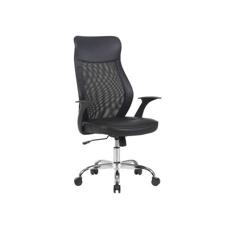 SILLA MARCA Q-CONNECT DIRECCION BERGAMO MALLA/SIMILPIEL ALT MAX 1210MM ANCH 520MM PROF 480MM RUEDAS PREMIUM NEGRO
