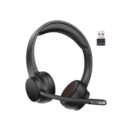 AURICULAR MARCA Q-CONNECT INALAMBRICO DIADEMA CON MICROFONO FLEXIBLE Y BOTON DE BLUETOOTH USB COLOR NEGRO