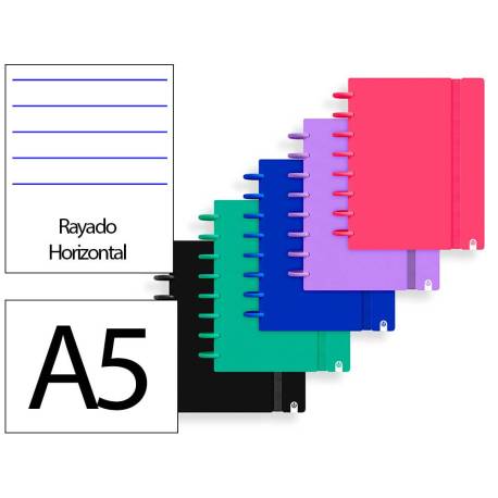 CUADERNO MARCA INGENIOX FOAM A5 80H RAYADO HORIZONTAL COLORES INTENSE SURTIDOS