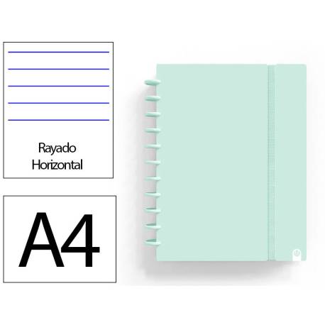 CUADERNO INGENIOX FOAM A4 80H RAYADO HORIZONTAL COLOR MENTA PASTEL