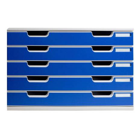 MODULO CAJONES SOBREMESA MARCA EXACOMPTA SYSTEM 5 CAJONES POLIESTIRENO DIN A3 AZUL/GRIS 350X288X320 MM