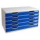 MODULO CAJONES SOBREMESA MARCA EXACOMPTA SYSTEM 5 CAJONES POLIESTIRENO DIN A3 AZUL/GRIS 350X288X320 MM
