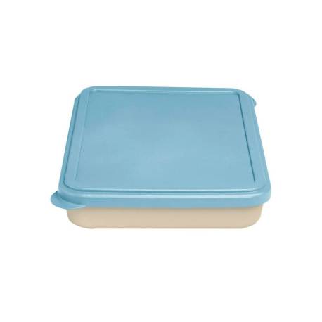 FIAMBRERA MARCA EXACOMPTA REUTILIZABLE 2 COMPARTIMENTOS COLOR BEIG CON TAPA COLOR AZUL BIODEGRADABLE 250X210X50