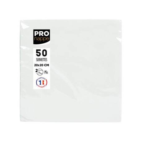 SERVILLETA MARCA PRONAPPE CELULOSA MICRO GROFADA 20X20 CM 2 CAPAS COLOR BLANCO PAQUETE DE 50 UNIDADES