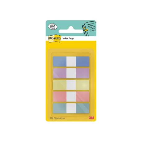 BANDERITAS SEPARADORAS DISPENSADOR MARCA POST-IT INDEX FLAGS 683-5 PASTELO 11,9X43,2 MM PACK DE 20 UNIDADES X 5