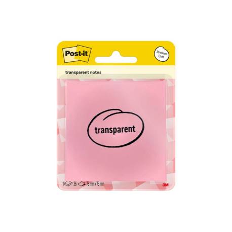 BLOC DE NOTAS ADHESIVAS QUITA Y PON MARCA POST-IT 73X73 MM 36 HOJAS TRANSPARENTE NARANJA PAPAYA