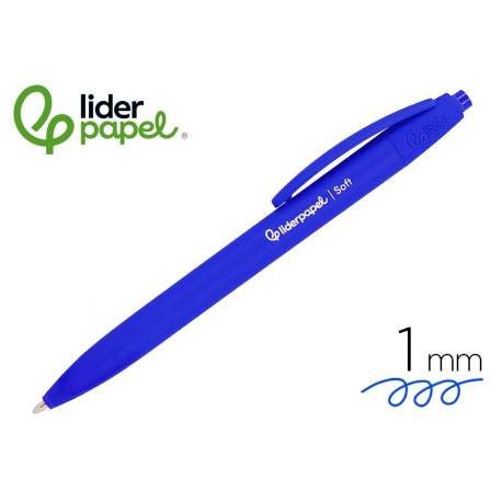 BOLIGRAFO LIDERPAPEL PUNTA 1 MM RETRACTIL CON CLIP ACABADO SOFT TOUCH TINTA COLOR AZUL CUERPO AZUL