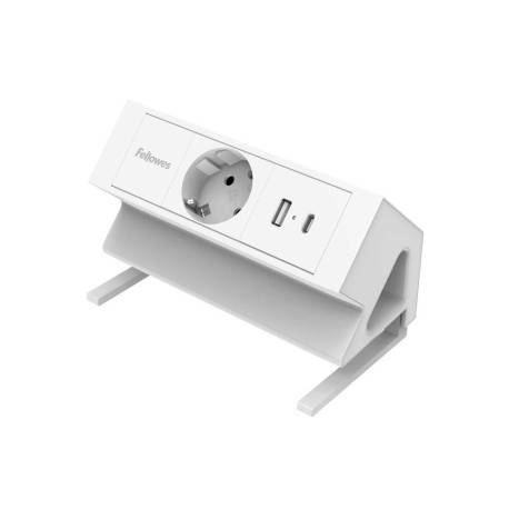 REGLETA MARCA FELLOWES SOBREMESA 1 TOMA + USB A + USB C COLOR BLANCO