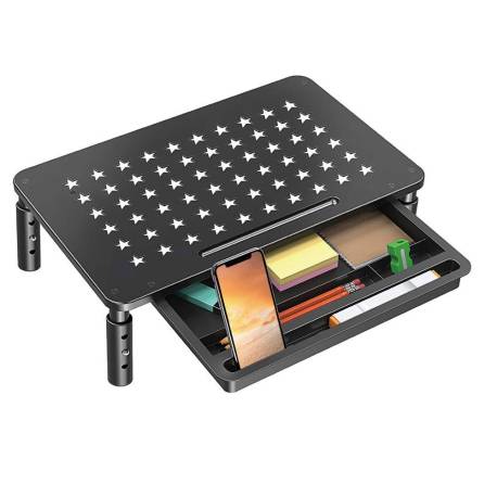 SOPORTE MARCA Q-CONNECT PARA MONITOR METALICO REGULABLE EN ALTURA CON BANDEJA 370X235X145 MM