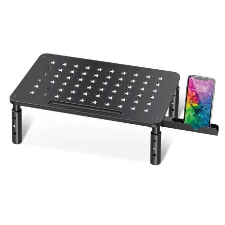 SOPORTE MARCA Q-CONNECT PARA MONITOR METALICO REGULABLE EN ALTURA CON SOPORTE PARA MOVIL 371X235X145 MM