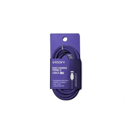 CABLE MARCA GROOVY USB TIPO C A USB TIPO C LONGITUD 1 MT COLOR MORADO