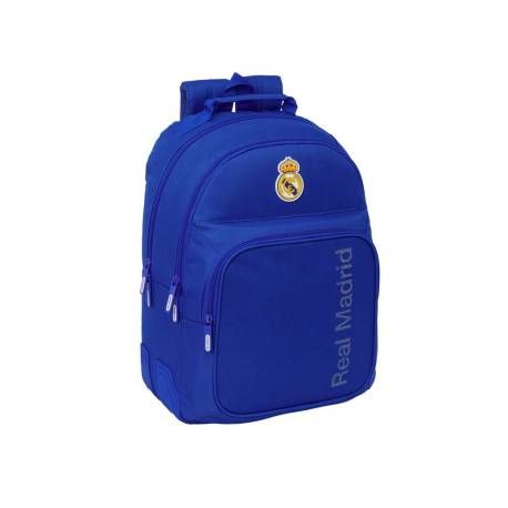 MOCHILA ESCOLAR SAFTA DOBLE CON CANTONERAS ADAPTABLE A CARRO MARCA REAL MADRID 25/26 420X320X150 MM
