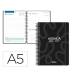 AGENDA ESCOLAR LIDERPAPEL 26-27 ESPIRAL CLASSIC DIA PAGINA A5 BILINGUE 70G PAPEL FSC NEGRO