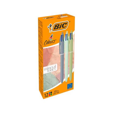BOLIGRAFO MARCA BIC CUATRO COLORES TONOS MINERALES PUNTA 1 MM COLORES SURTIDOS