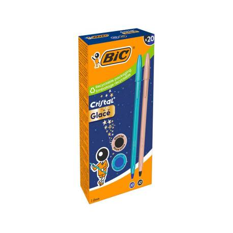 BOLIGRAFO MARCA BIC CRISTAL GLACE B&N ACABADO MATE PUNTA 1 MM