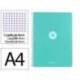 CUADERNO ESPIRAL MARCA ANTARTIK A4 TAPA FOAM 80H 90GR CUADRO 4MM CON MARGEN COLOR MENTA