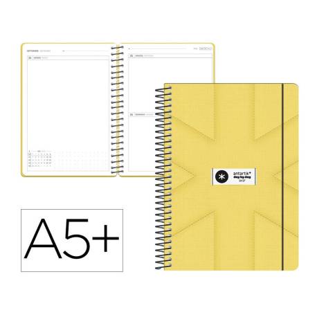 AGENDA ESCOLAR MARCA ANTARTIK 26-27 ESPIRAL PACK AND GO DIA PAGINAA5+ BILINGÜE 80G PAPEL FSC AMARILLO
