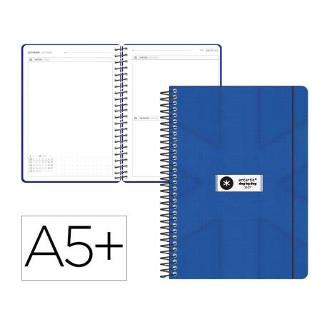 AGENDA ESCOLAR MARCA ANTARTIK 26-27 ESPIRAL PACK AND GO DIA PAGINAA5+ BILINGÜE 80G PAPEL FSC AZUL MARINO